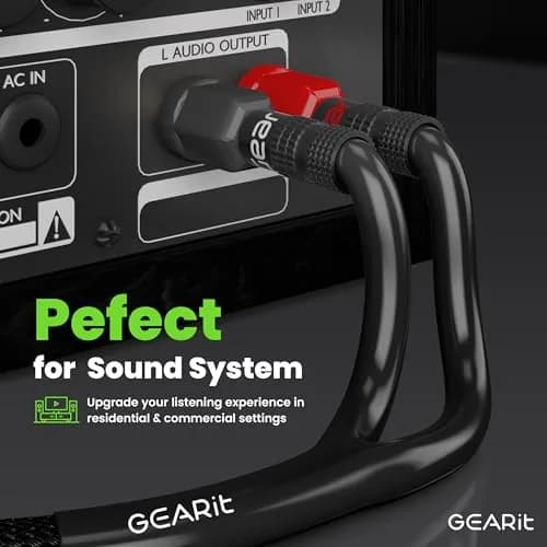 GEARit 10 Gauge Black Speaker Wire Banana Plugs CL2 Rated in-Wall 6 Feet | High Quality Copper, Braided Nylon, Gold Plated Tips thumbnail 5
