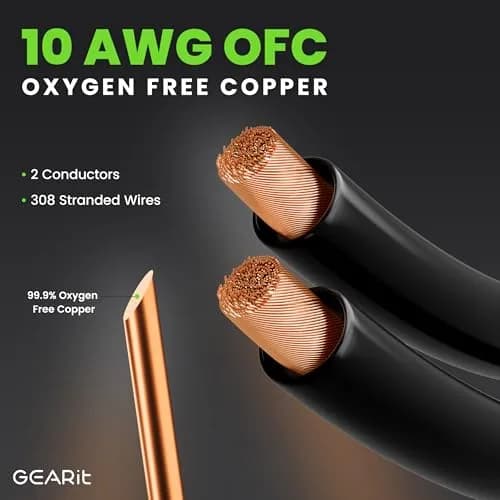 GEARit 10AWG Speaker Cable Wire with Gold-Plated Banana Tips (3 Feet) Heavy Duty Braided Copper thumbnail 3