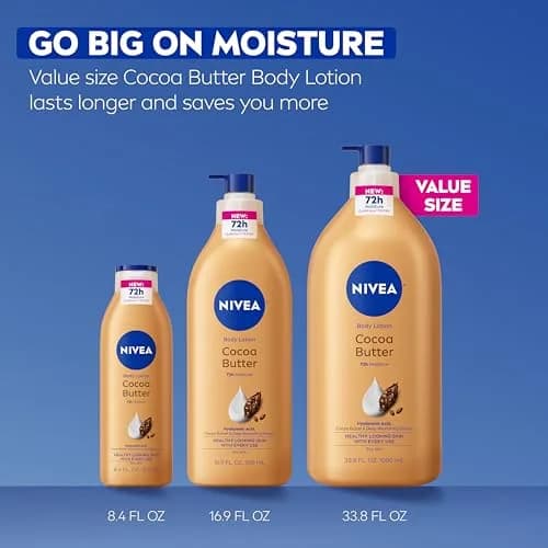 NIVEA Cocoa Butter Body Lotion for Dry Skin with Hyaluronic Acid, 998ml (33.8 Fl Oz) | 72-Hour Deep Moisture thumbnail 8