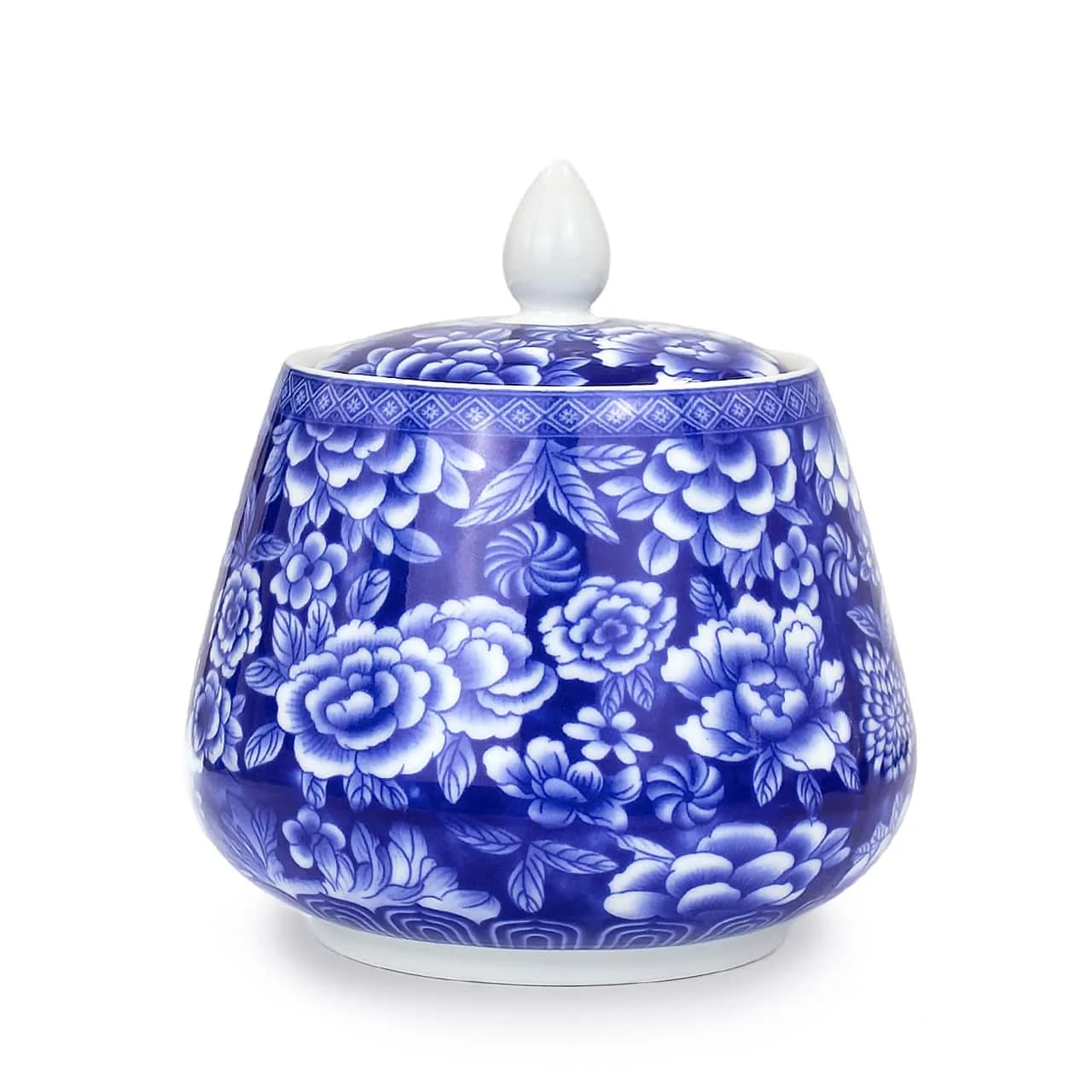 Dahlia Blue and White Porcelain Tea Canister 850 ML | Airtight Jingdezhen Tea Storage