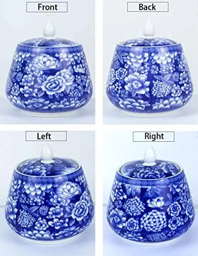 Dahlia Blue and White Porcelain Tea Canister 850 ML | Airtight Jingdezhen Tea Storage thumbnail 4