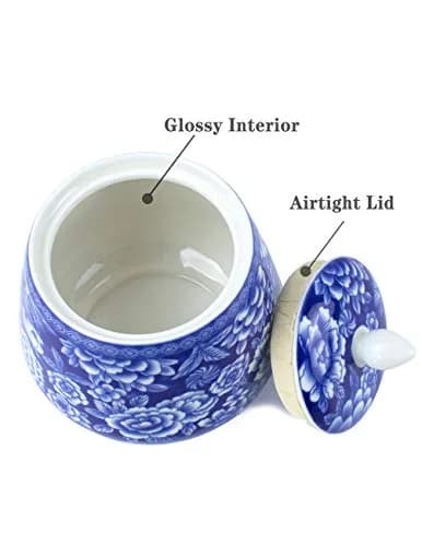 Dahlia Blue and White Porcelain Tea Canister 850 ML | Airtight Jingdezhen Tea Storage thumbnail 2