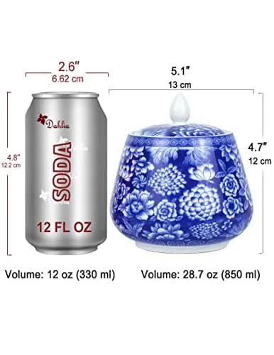 Dahlia Blue and White Porcelain Tea Canister 850 ML | Airtight Jingdezhen Tea Storage thumbnail 3