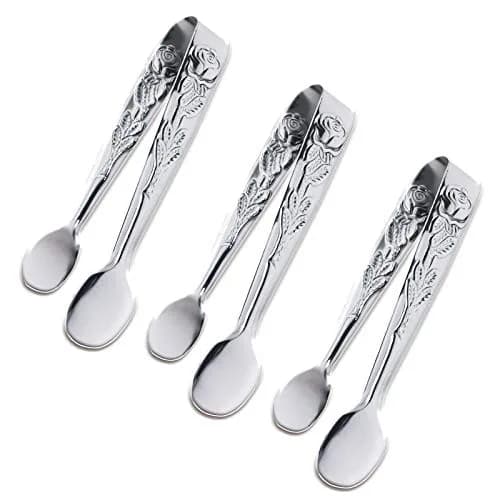 Sunenlyst Mini Serving Tongs 10.5 cm (4.13 Inch) Rose Stainless Steel | 3-Piece Set for Appetizers & Desserts thumbnail 1