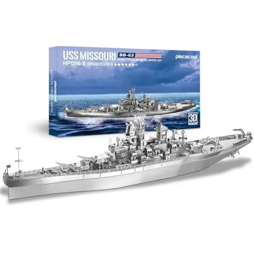 Piececool USS Missouri Battleship 3D Metal Model Kit 155 Pieces | Educational STEM Toy for Adults & Teens thumbnail 1