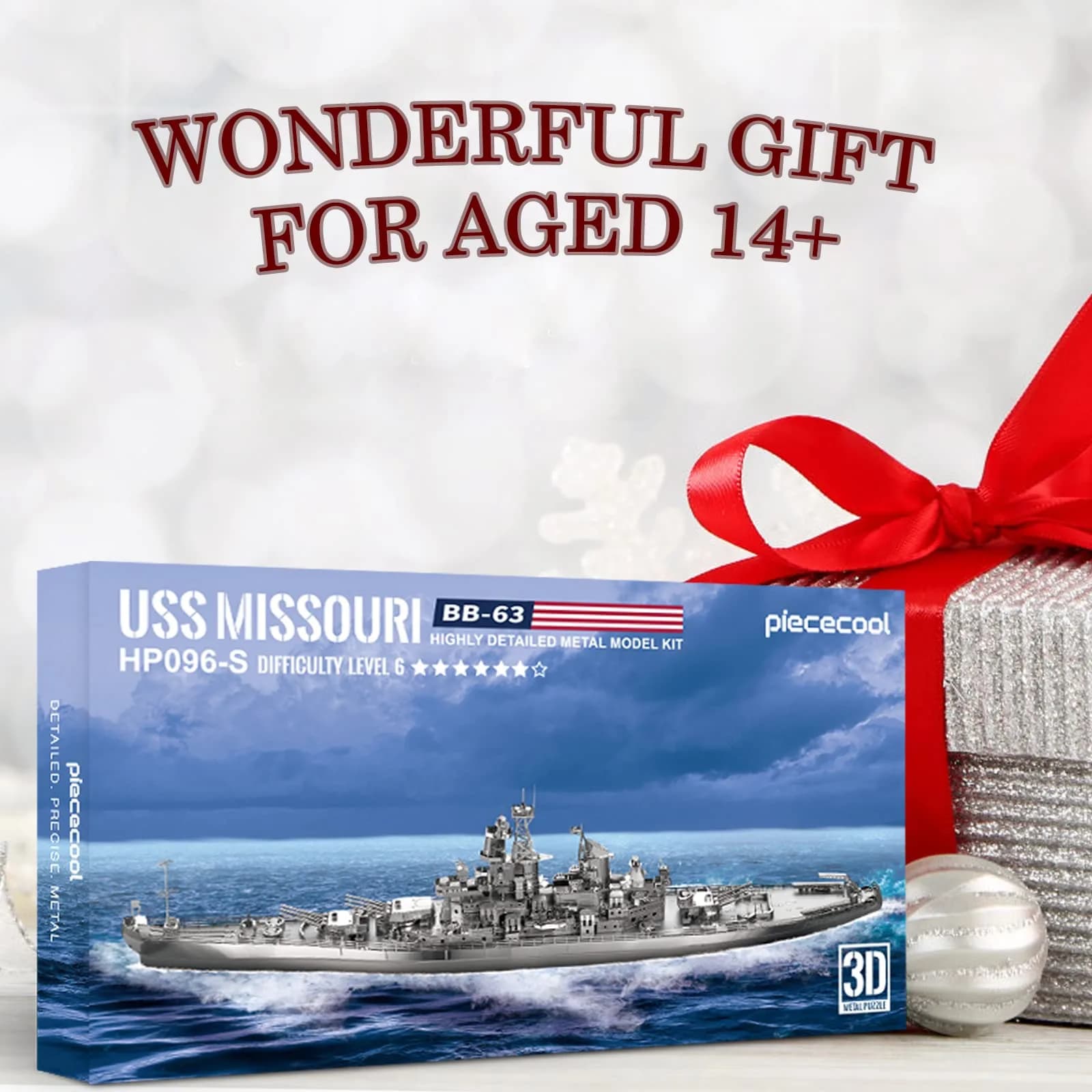 Piececool USS Missouri Battleship 3D Metal Model Kit 155 Pieces | Educational STEM Toy for Adults & Teens - view 8