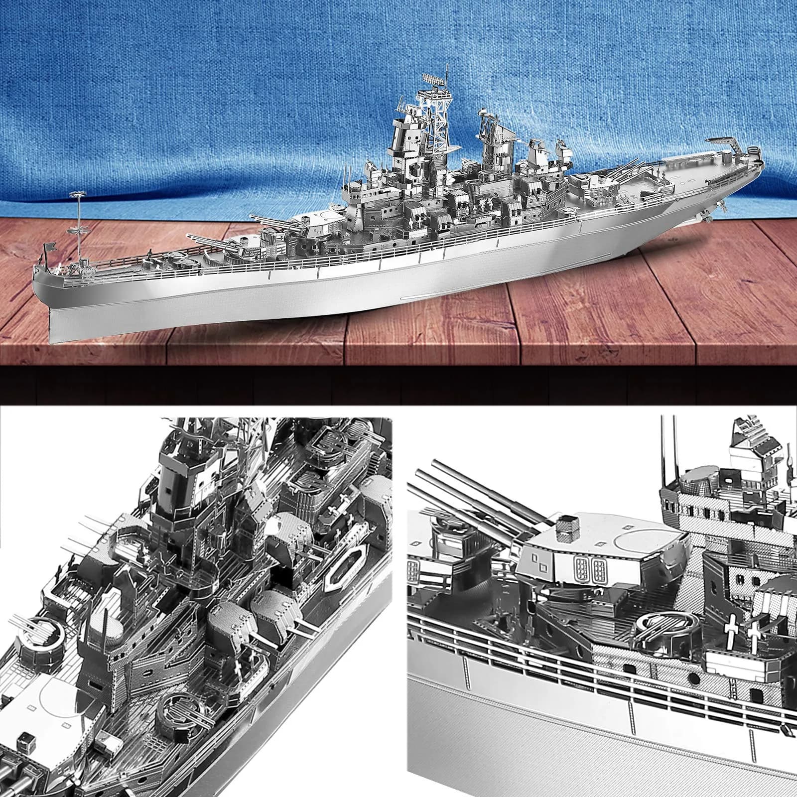 Piececool USS Missouri Battleship 3D Metal Model Kit 155 Pieces | Educational STEM Toy for Adults & Teens - view 2