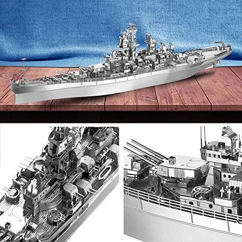 Piececool USS Missouri Battleship 3D Metal Model Kit 155 Pieces | Educational STEM Toy for Adults & Teens thumbnail 2