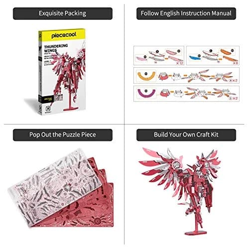 Piececool Thundering Wings 3D Metal Puzzle 215 Pcs | Educational STEM Model Kit for Teens & Adults thumbnail 4