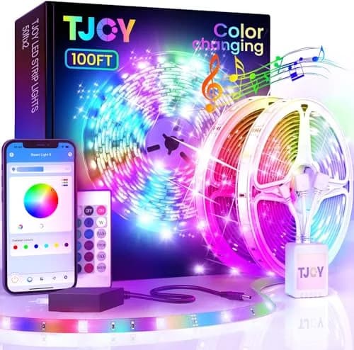 TJOY LED Lights for Bedroom 100ft RGB Color Changing LED Strip Lighting | Music Sync & App Control thumbnail 1
