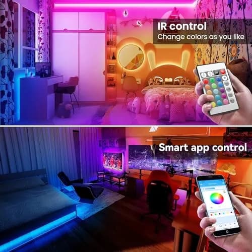 TJOY LED Lights for Bedroom 100ft RGB Color Changing LED Strip Lighting | Music Sync & App Control thumbnail 2