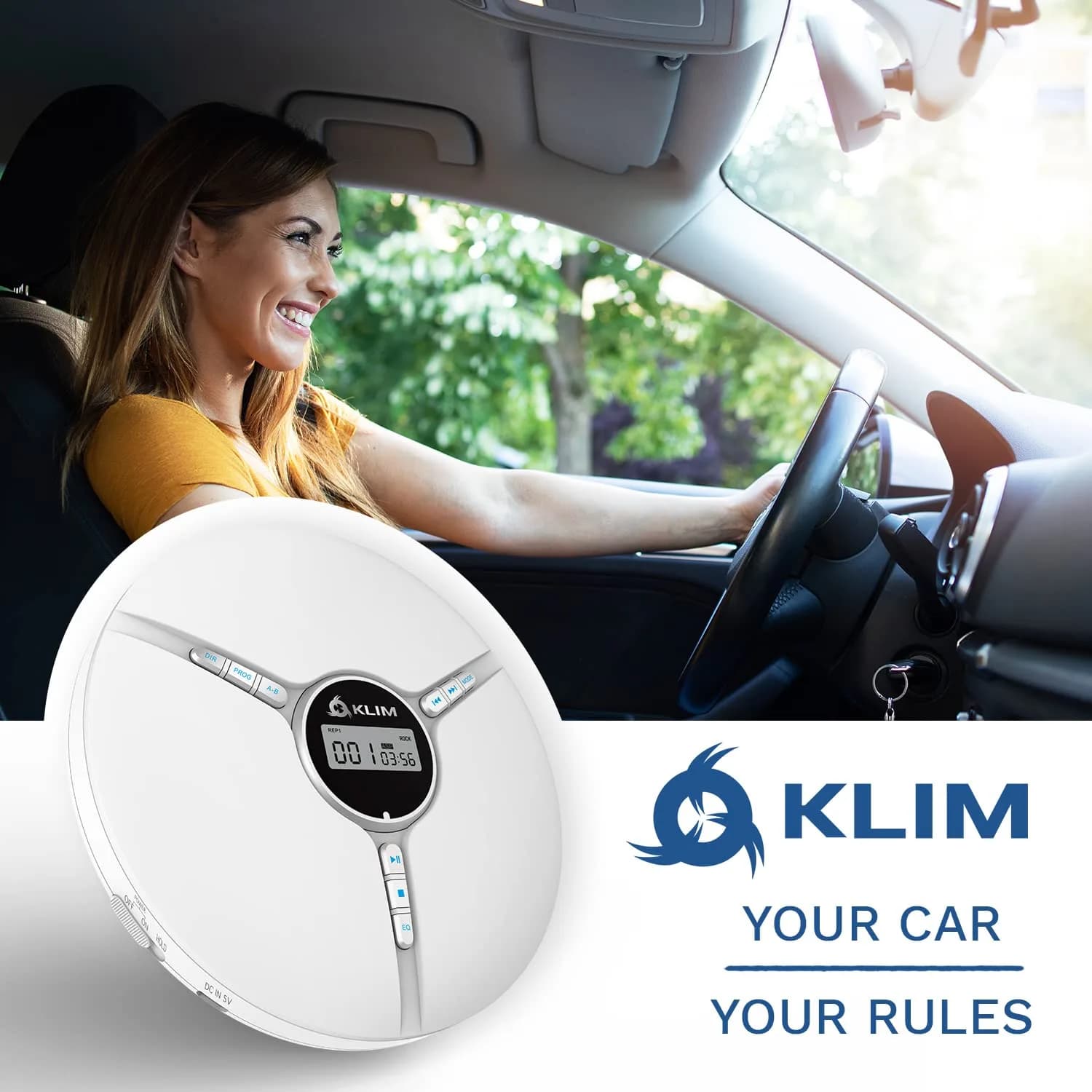 KLIM Discman Portable CD Player with Headphones, Built-in Battery, White | Anti-Skip Protection for Car & Home Use thumbnail 2
