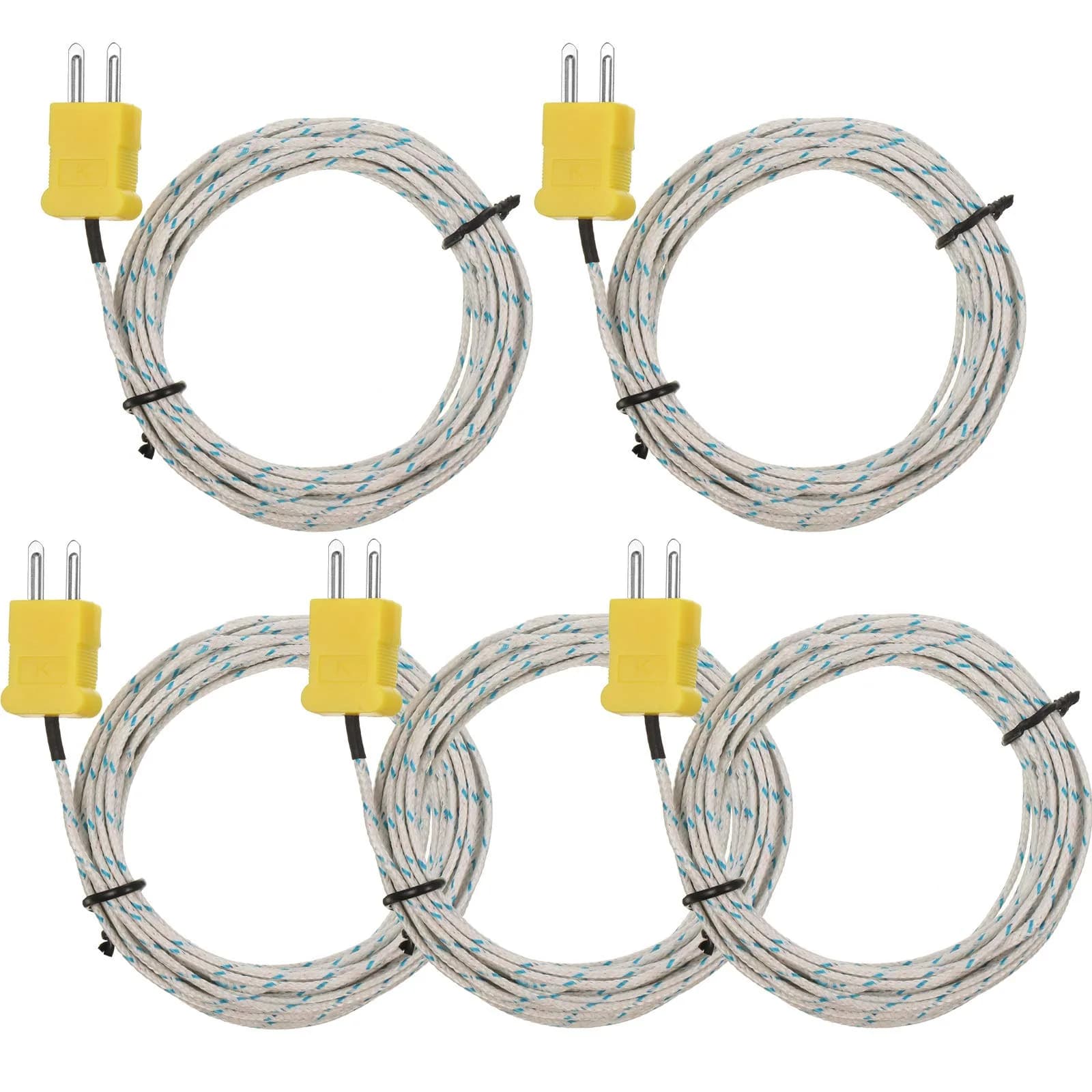 Weewooday K Type Thermocouple Temperature Probe Sensor with 3 Meter Fiberglass Cable, -50 to 400°C | 5-Piece Set for Rapid Measurement