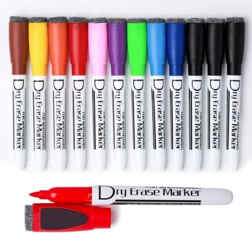 Volcanics Magnetic Dry Erase Markers, Fine Tip, 10 Colors, 12-Pack | Smooth Ink Flow for Students & Office thumbnail 1