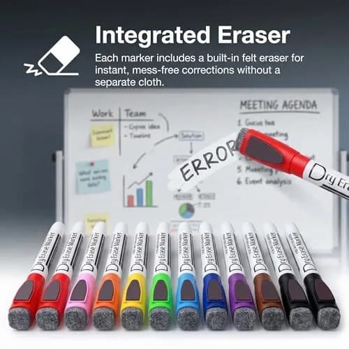 Volcanics Magnetic Dry Erase Markers, Fine Tip, 10 Colors, 12-Pack | Smooth Ink Flow for Students & Office thumbnail 5