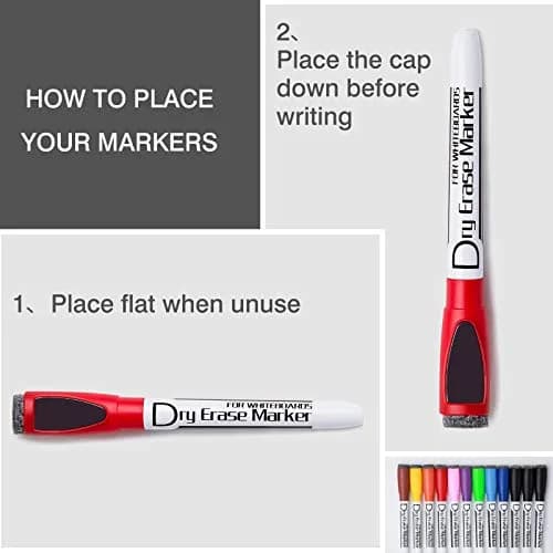 Volcanics Magnetic Dry Erase Markers, Fine Tip, 10 Colors, 12-Pack | Smooth Ink Flow for Students & Office thumbnail 8