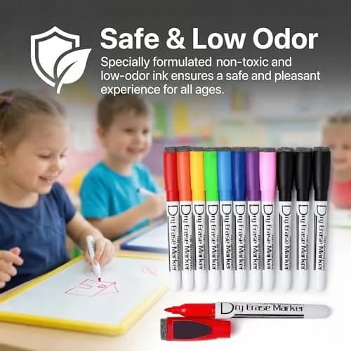 Volcanics Magnetic Dry Erase Markers, Fine Tip, 10 Colors, 12-Pack | Smooth Ink Flow for Students & Office thumbnail 2