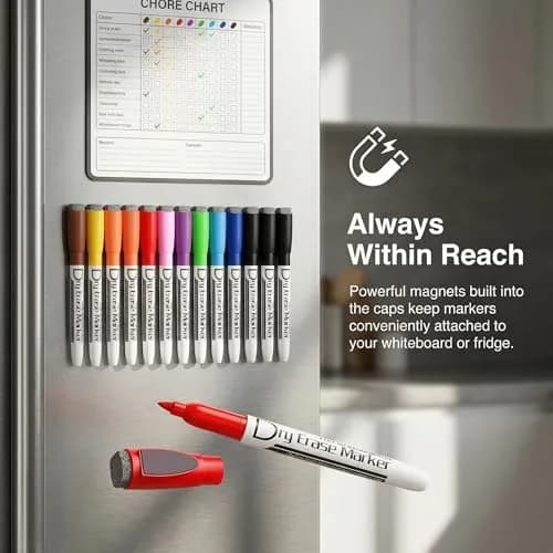 Volcanics Magnetic Dry Erase Markers, Fine Tip, 10 Colors, 12-Pack | Smooth Ink Flow for Students & Office thumbnail 3