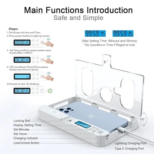 ySky Phone Lock Box with Timer, Crystal, 19.1cm (7.5in) | Limits Smartphone Access thumbnail 4