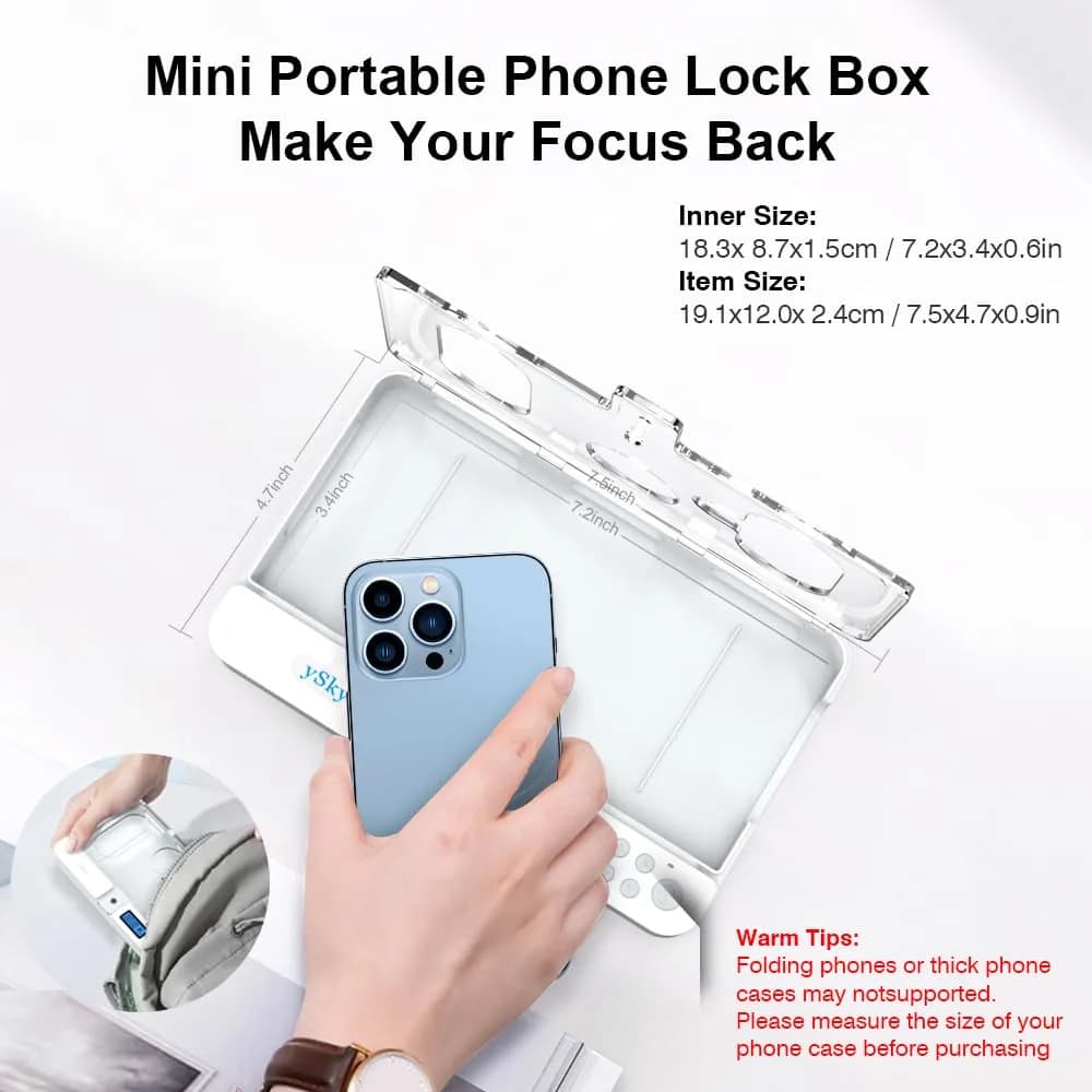 ySky Phone Lock Box with Timer, Crystal, 19.1cm (7.5in) | Limits Smartphone Access - view 5