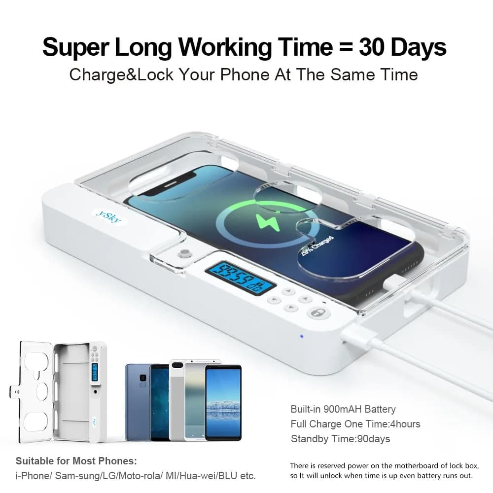 ySky Phone Lock Box with Timer, Crystal, 19.1cm (7.5in) | Limits Smartphone Access - view 6