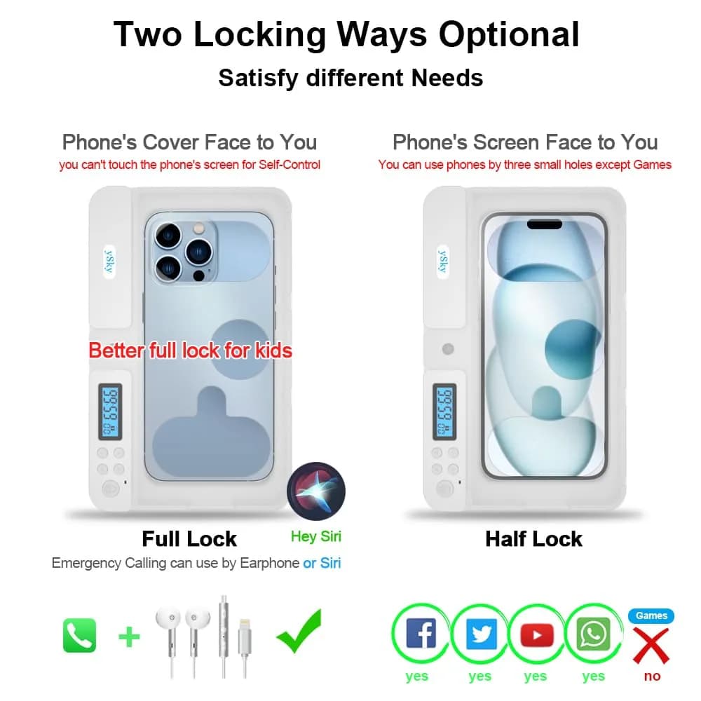 ySky Phone Lock Box with Timer, Crystal, 19.1cm (7.5in) | Limits Smartphone Access - view 2