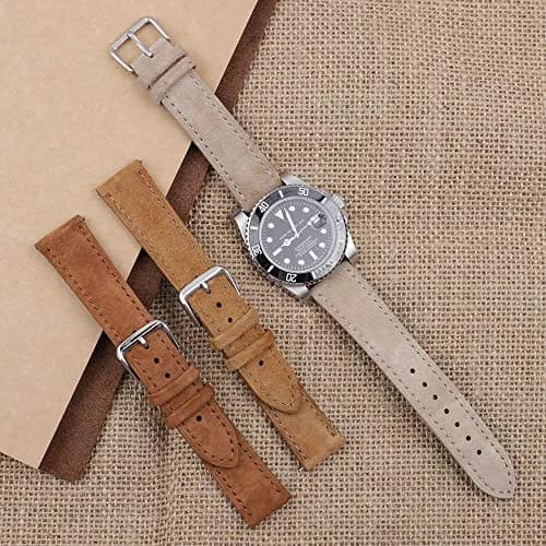 Onthelevel Suede Leather Watch Band 19mm Khaki | Quick Release, Classic Style thumbnail 5