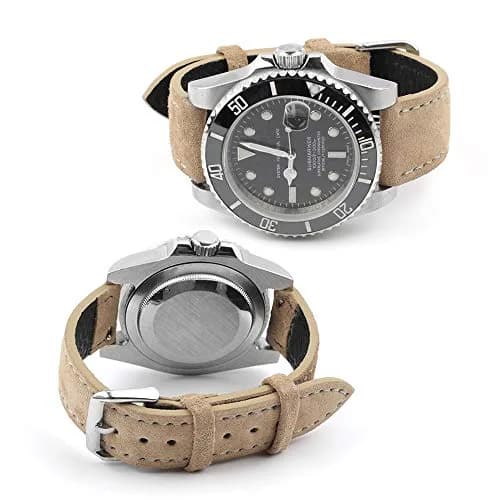 Onthelevel Suede Leather Watch Band 19mm Khaki | Quick Release, Classic Style thumbnail 3