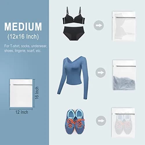 Muchfun 3Pcs Durable Diamond Mesh Laundry Bags for Delicates 12 x 16 Inches | Breathable, Long-Lasting, Rustproof Zipper thumbnail 6