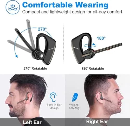New Bee Bluetooth V5.2 Wireless Headset 24Hrs Talktime Black | Noise Cancelling & Long Battery thumbnail 4