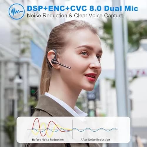 New Bee Bluetooth V5.2 Wireless Headset 24Hrs Talktime Black | Noise Cancelling & Long Battery thumbnail 2