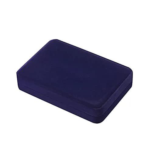 LETURE Large Velvet Jewelry Set Box, Blue | Necklace & Ring Organizer (17x12x4cm) thumbnail 5