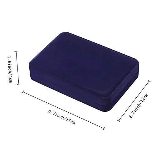 LETURE Large Velvet Jewelry Set Box, Blue | Necklace & Ring Organizer (17x12x4cm) thumbnail 3