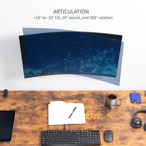 VIVO MOUNT-VW01A Black Single Monitor Wall Mount 17-32 inch | Ergonomic Height Adjustment thumbnail 4