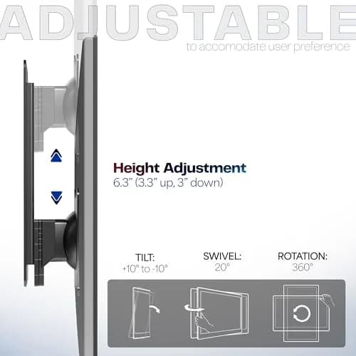 VIVO MOUNT-VW01A Black Single Monitor Wall Mount 17-32 inch | Ergonomic Height Adjustment thumbnail 5