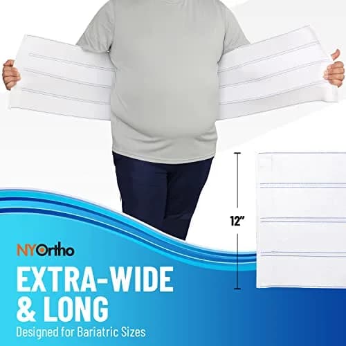 NYOrtho Bariatric Abdominal Binder 12" Wide Elastic Belly Wrap for Plus-Size Men & Women | Post-Surgery Support & Slimming Effect thumbnail 2