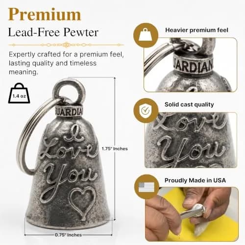 Guardian Bell Green Man Good Luck Bell with Keyring & Gift Bag | Motorcycle Bell | 1.75 inch thumbnail 4
