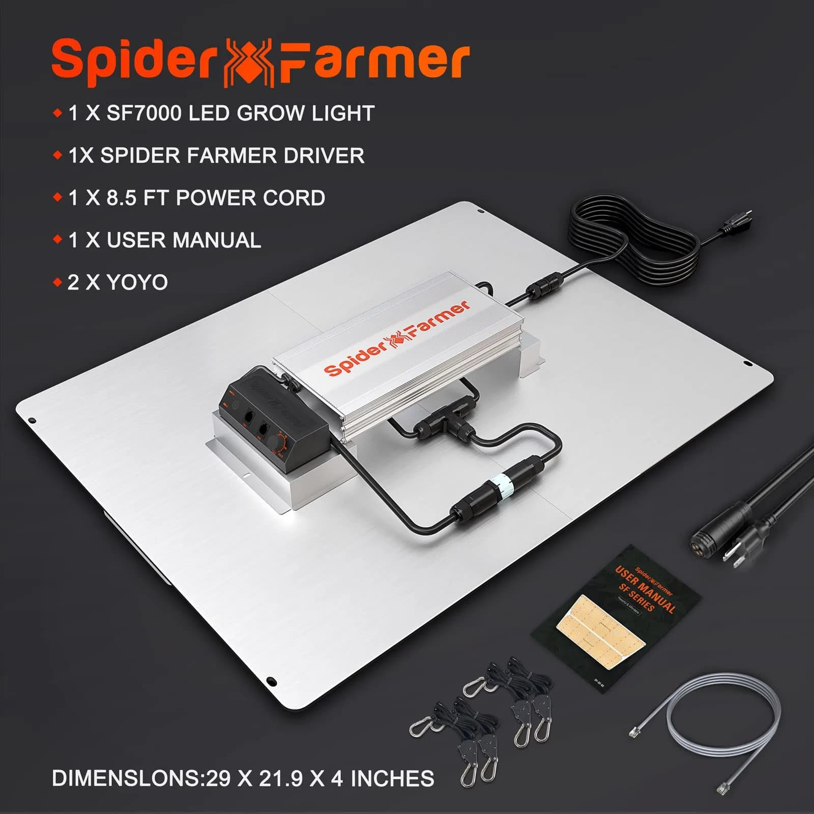 Spider Farmer SF7000 LED Grow Light 650W Full Spectrum 156 cm x 74 cm (21.9" x 29") | Samsung LM301B Diodes 2.8 PPE - view 8