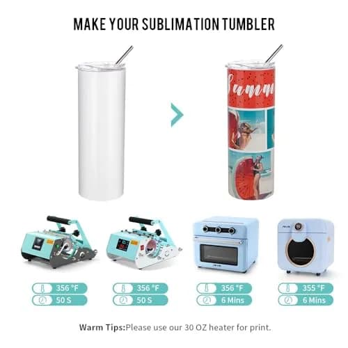 PYD Life 4 Pack Sublimation Blanks Tumblers Straight Skinny 20 OZ | Bright Full Wrap Print Ready thumbnail 5