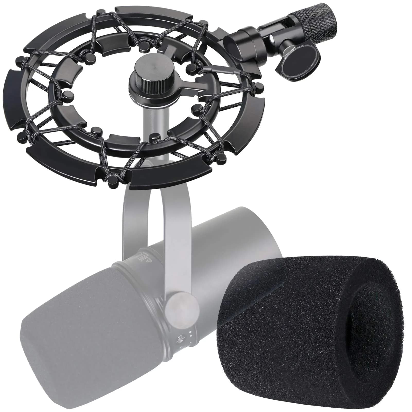YOUSHARES MV7 Shock Mount with Pop Filter | Vibration & Noise Isolation for Microphones (70-120 chars) — Shock Mount with Foam