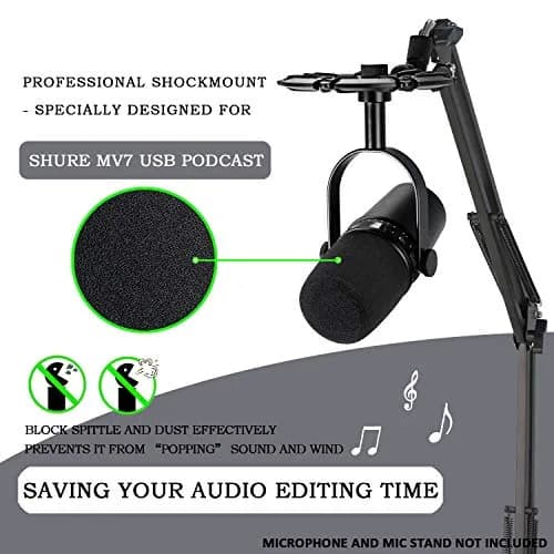 YOUSHARES MV7 Shock Mount with Pop Filter | Vibration & Noise Isolation for Microphones (70-120 chars) thumbnail 2