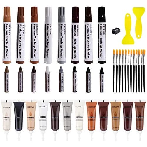 SEISSO Wood Furniture Repair Kit 42 Pcs | Fix Scratches, Stains, Holes on Tables, Doors, Cabinets thumbnail 1