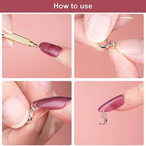 PAGOW 71PCS Dangle Nail Art Charms Kit with Hand Drill & Jump Rings | Nail Piercing Tool for Acrylic, Gel & Decorations thumbnail 5
