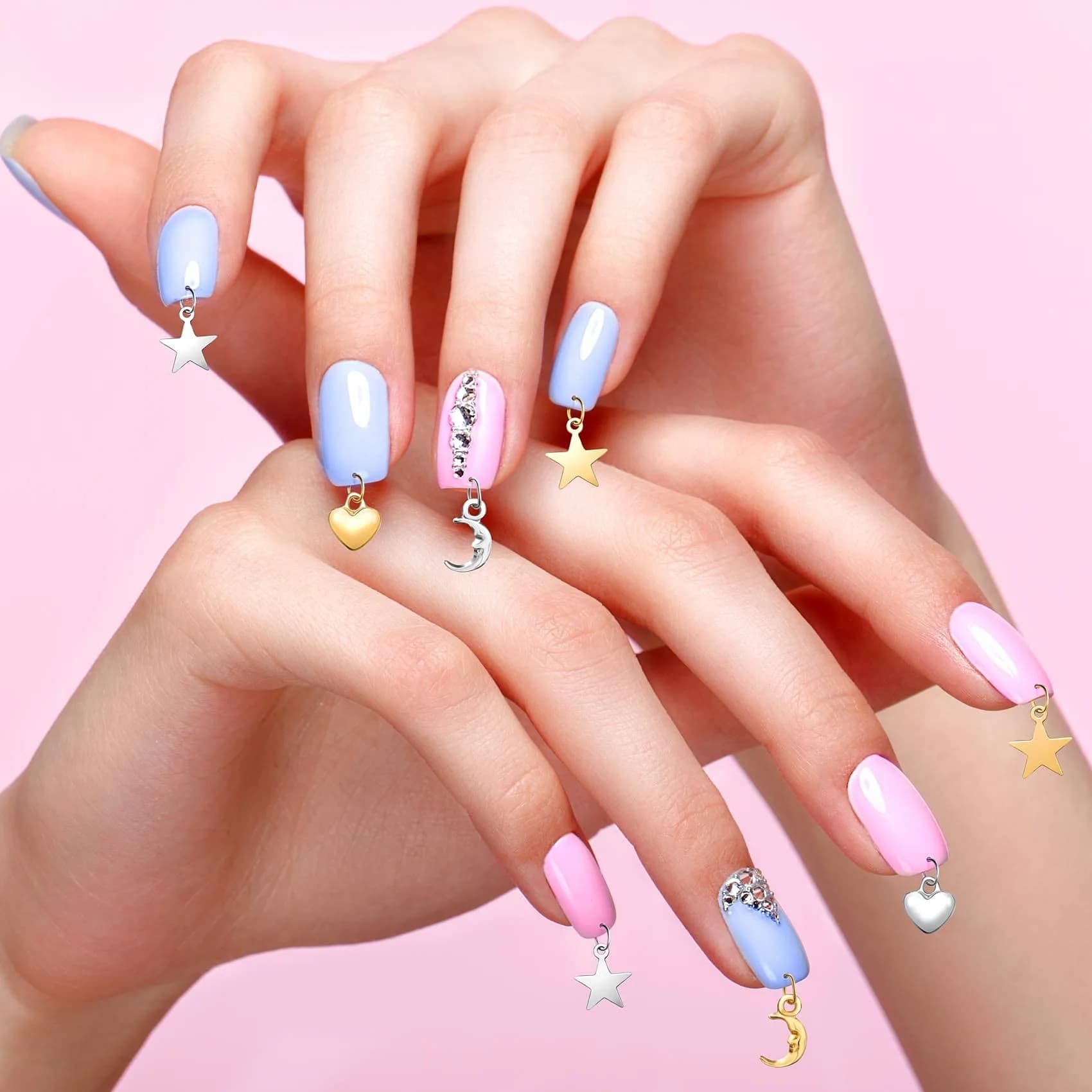 PAGOW 71PCS Dangle Nail Art Charms Kit with Hand Drill & Jump Rings | Nail Piercing Tool for Acrylic, Gel & Decorations - view 8