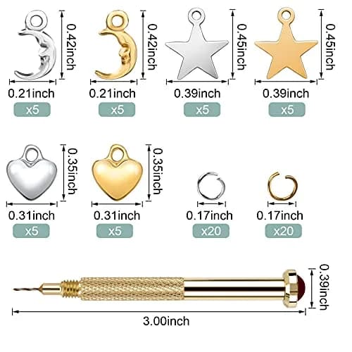 PAGOW 71PCS Dangle Nail Art Charms Kit with Hand Drill & Jump Rings | Nail Piercing Tool for Acrylic, Gel & Decorations thumbnail 3