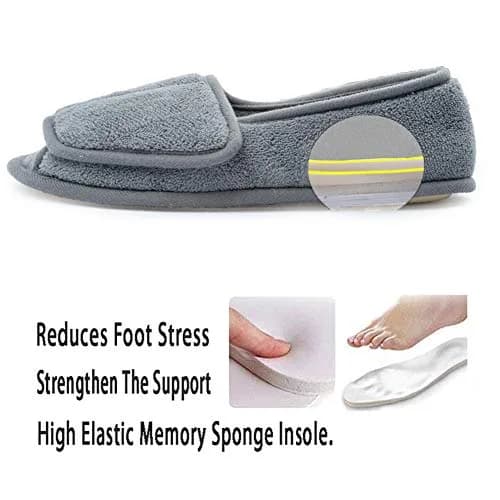 Git-up Women Diabetic Slippers Open Toe Extra Wide Size 7 | Waterproof Memory Foam House Shoes for Comfort thumbnail 5
