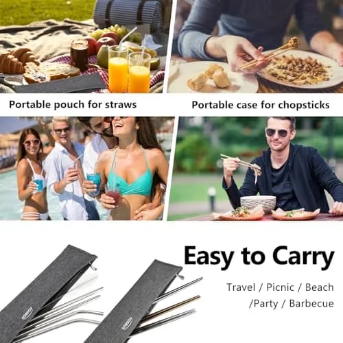 Aosbos Chopsticks Carrying Case Reusable Pouch | Portable Flatware Bag for Travel & Home thumbnail 6
