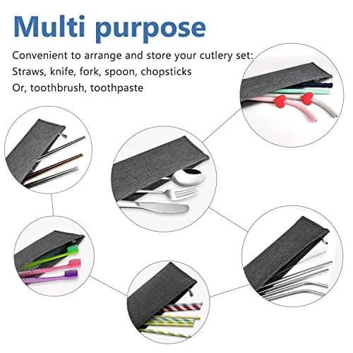 Aosbos Chopsticks Carrying Case Reusable Pouch | Portable Flatware Bag for Travel & Home thumbnail 4