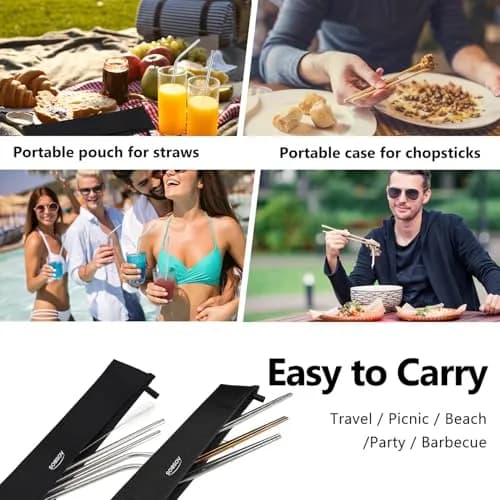 Aosbos Black Chopstick Carrying Case | Waterproof Travel Utensil Bag for Metal, Bamboo, Stainless Steel thumbnail 6