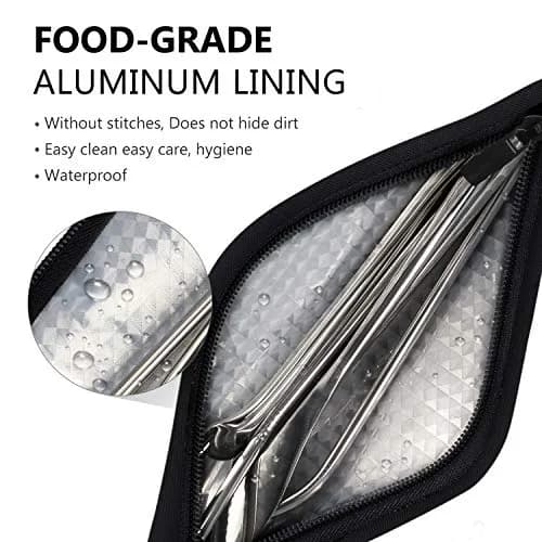 Aosbos Black Chopstick Carrying Case | Waterproof Travel Utensil Bag for Metal, Bamboo, Stainless Steel thumbnail 2